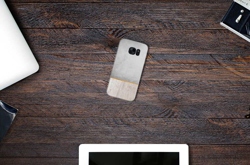 Samsung Galaxy S7 Bumper Hoesje Wood Concrete
