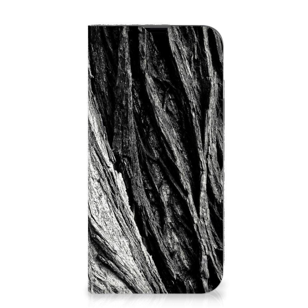 Book Wallet Case iPhone 13 Pro Max Boomschors Grijs met een unieke boomschorsprint.