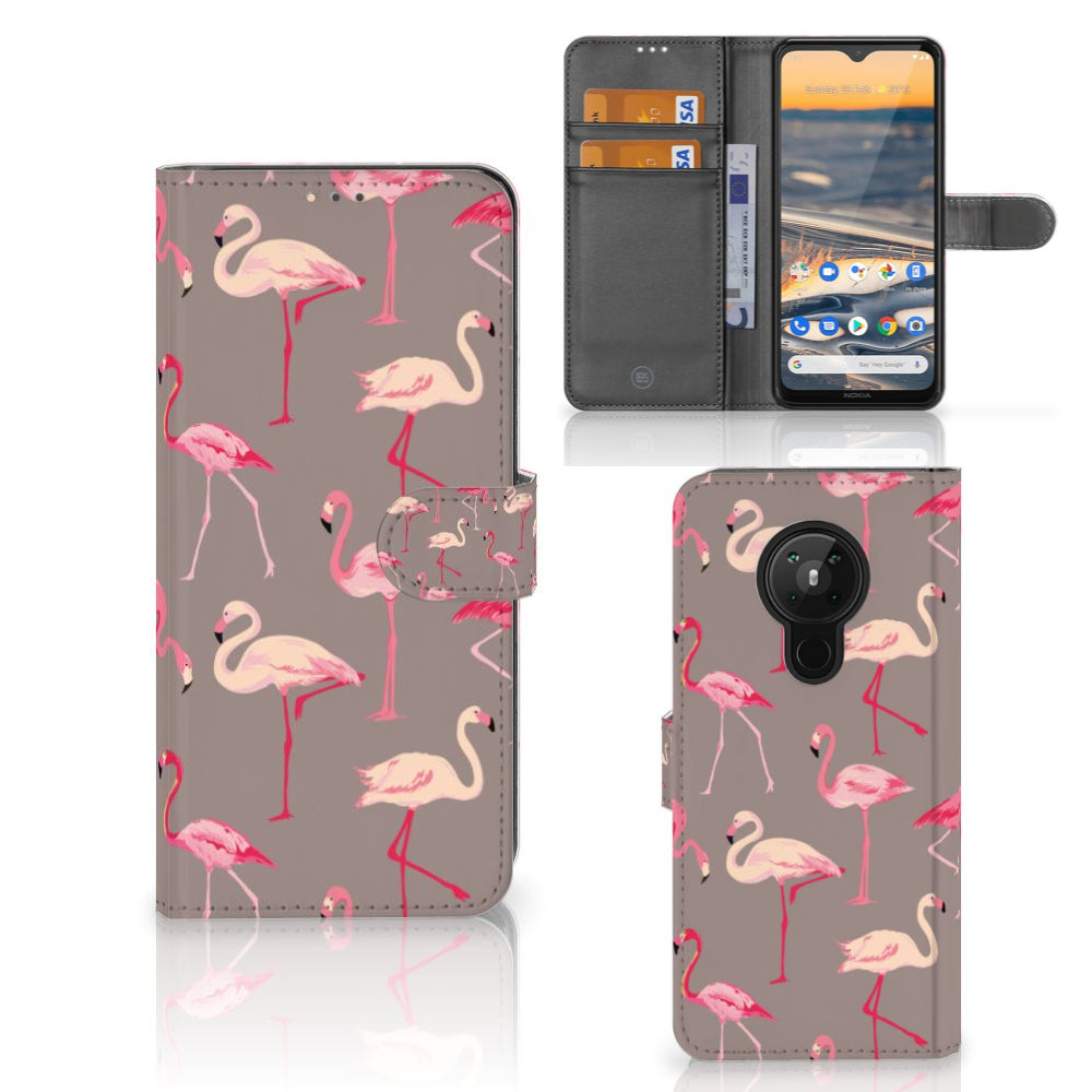 Nokia 5.3 Telefoonhoesje met Pasjes Flamingo