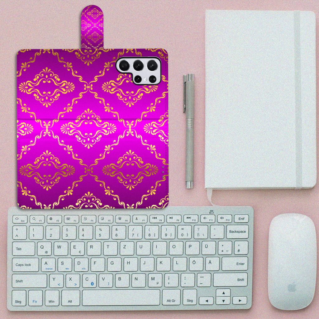 Wallet Case Samsung Galaxy S22 Ultra Barok Roze