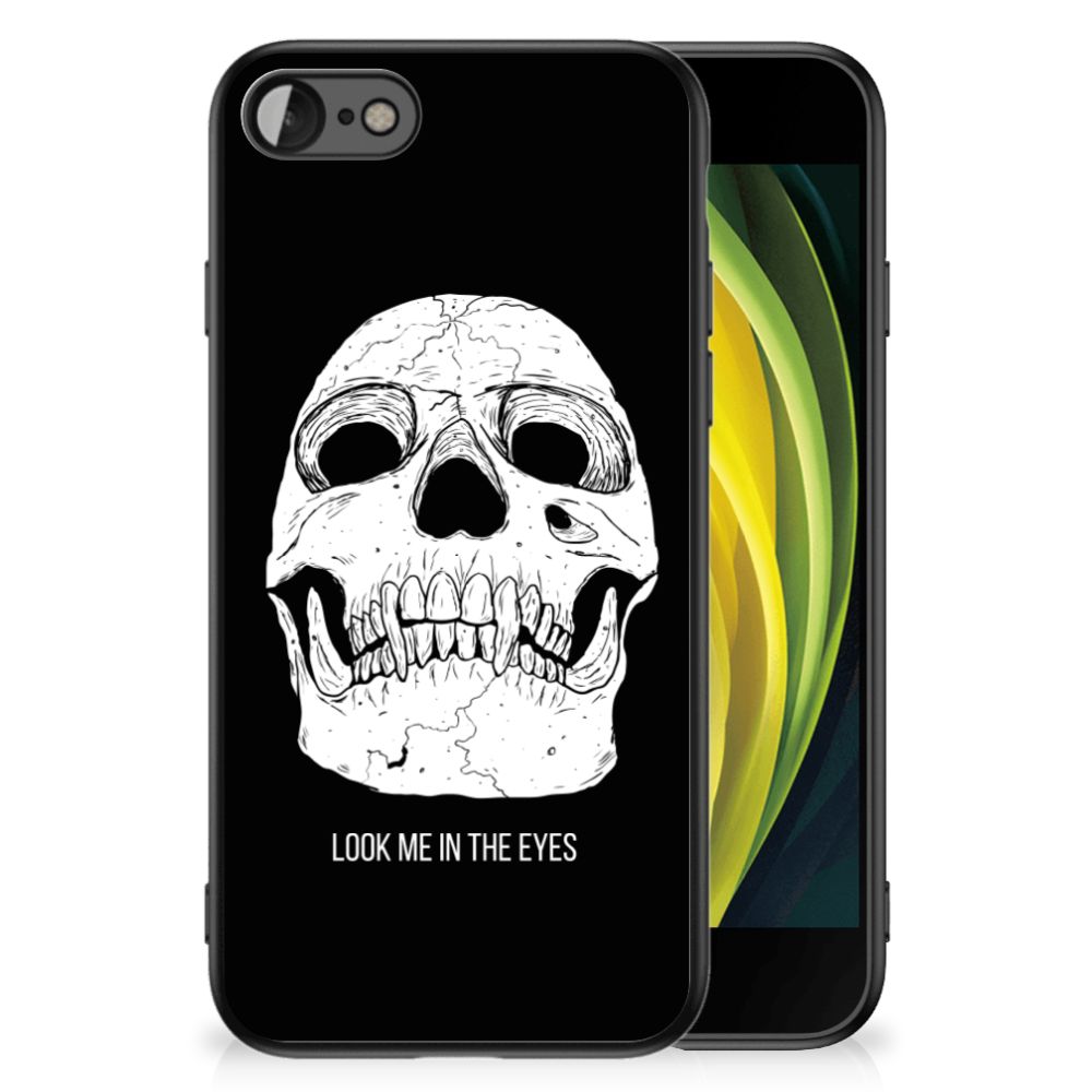 Telefoonhoesje iPhone SE 2022 | SE 2020 | 7/8 Skull Eyes met skull design en tekst 'LOOK ME IN THE EYES'