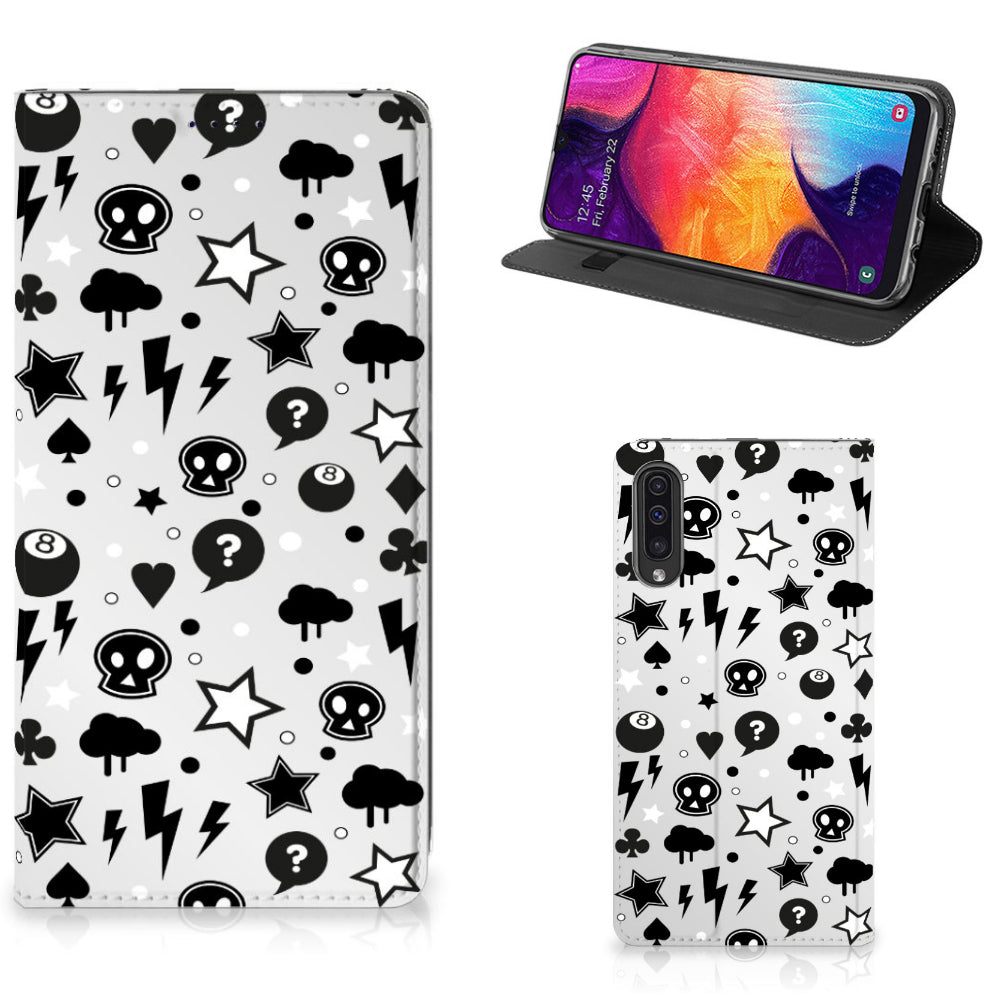 Mobiel BookCase Samsung Galaxy A50 Silver Punk
