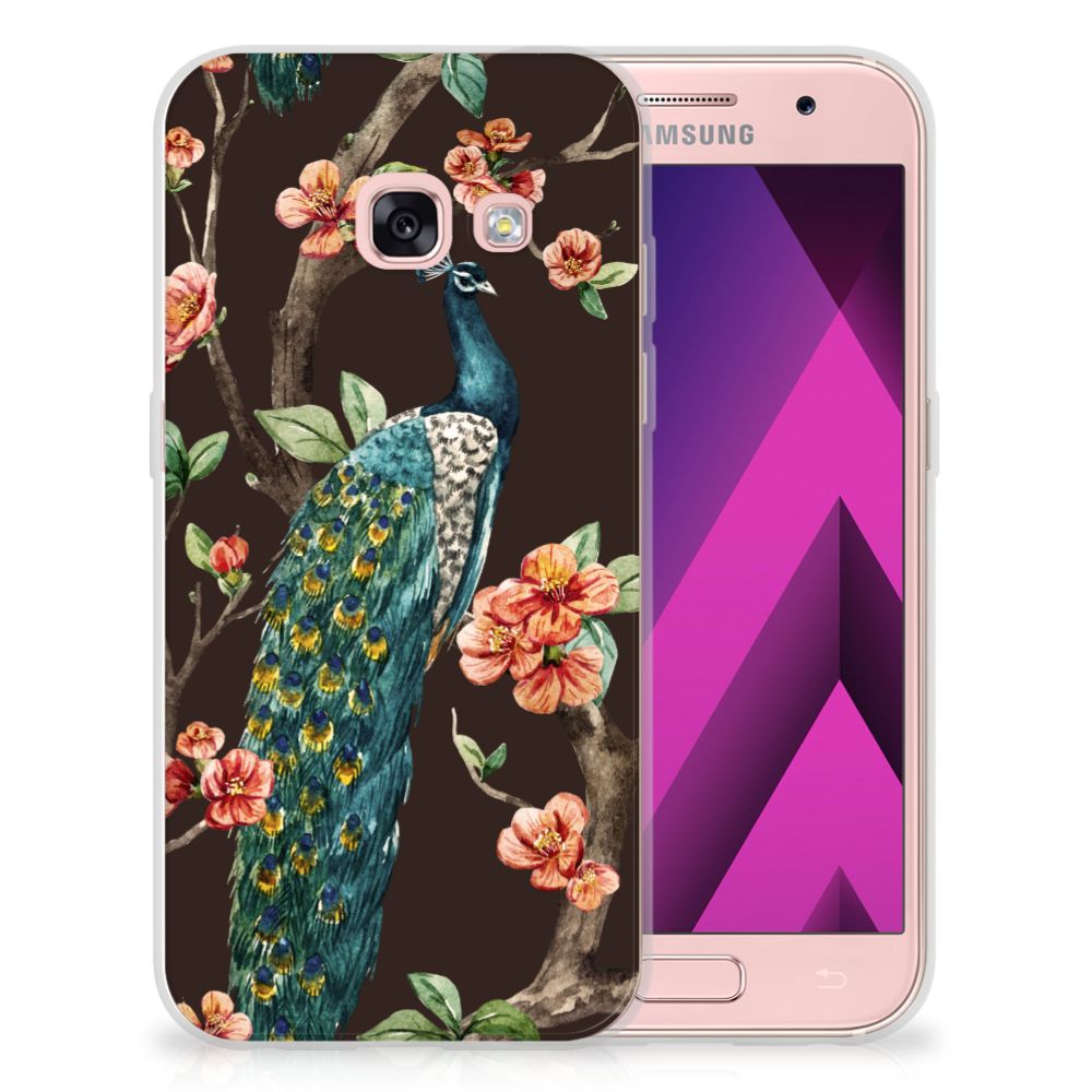 Samsung Galaxy A3 2017 TPU Hoesje Pauw met Bloemen