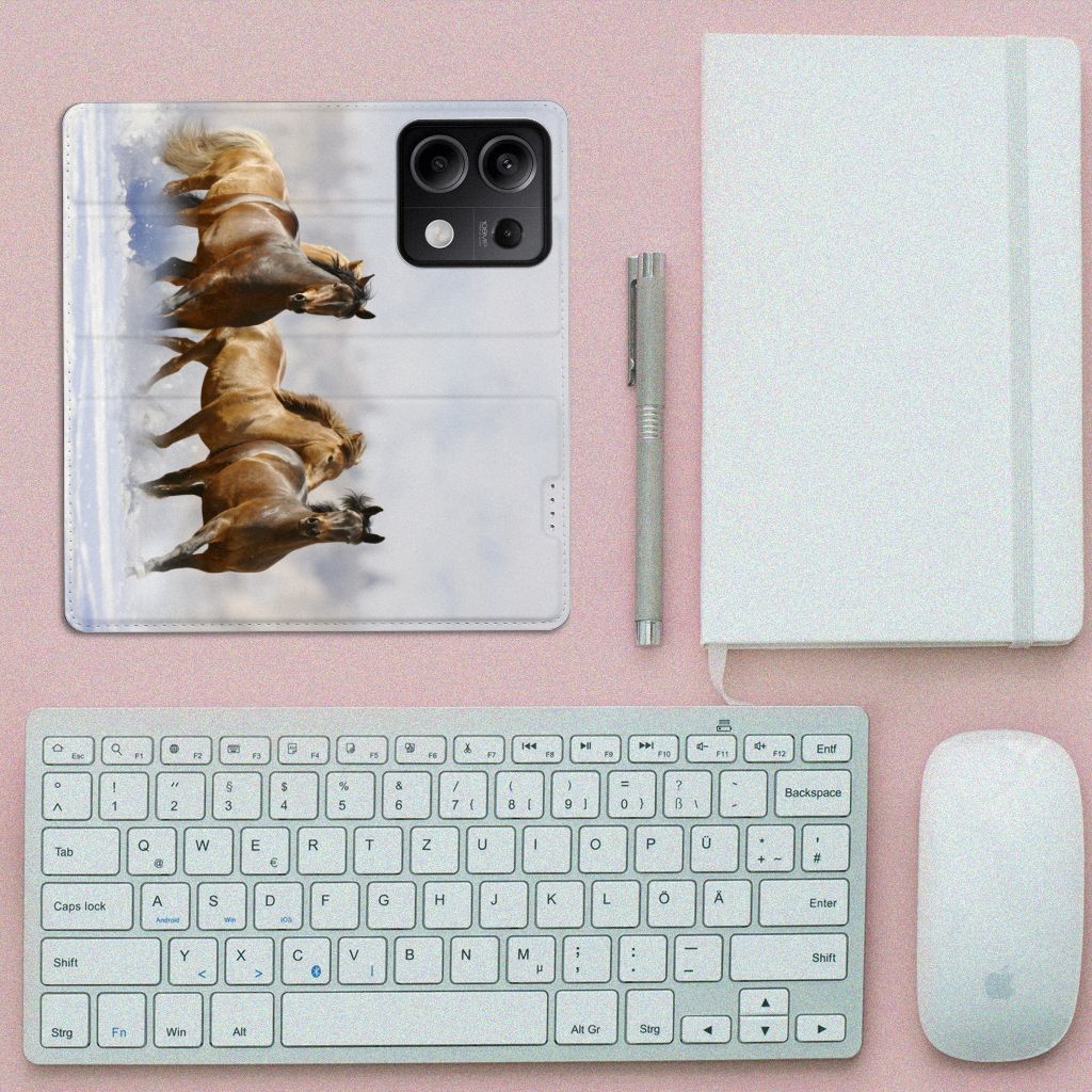 Xiaomi Redmi Note 13 5G Hoesje maken Paarden met paardenprint, ideaal voor paardenliefhebbers.