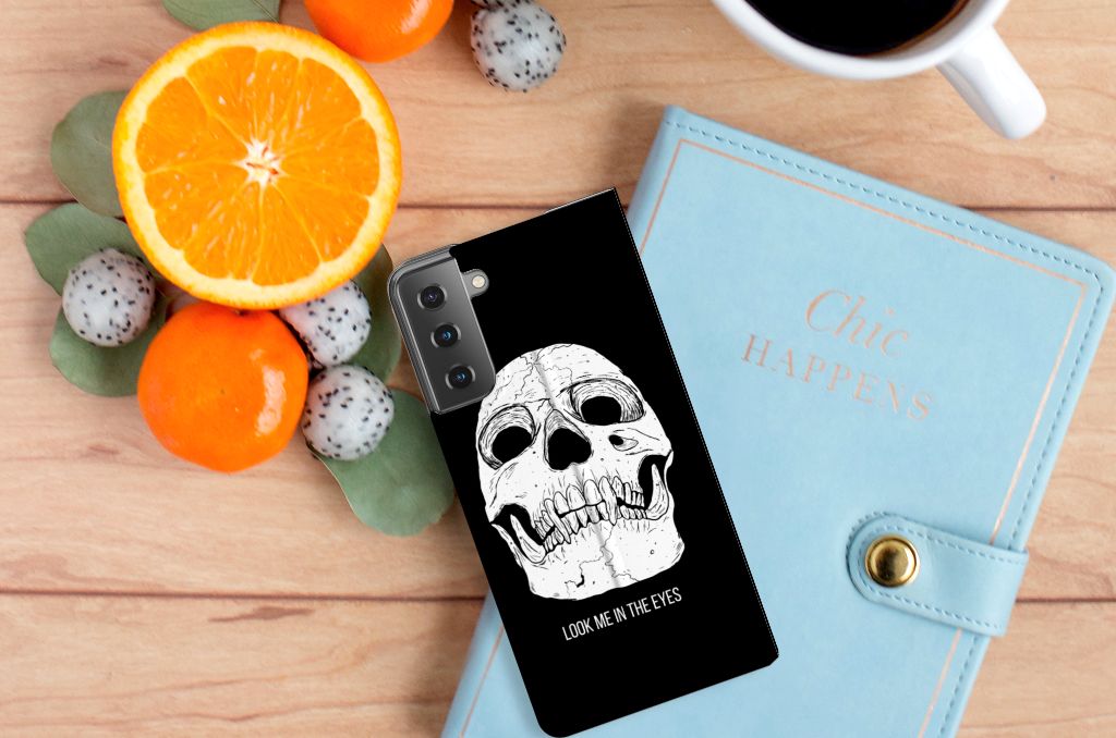 Mobiel BookCase Samsung Galaxy S21 Plus Skull Eyes - B2C Telecom