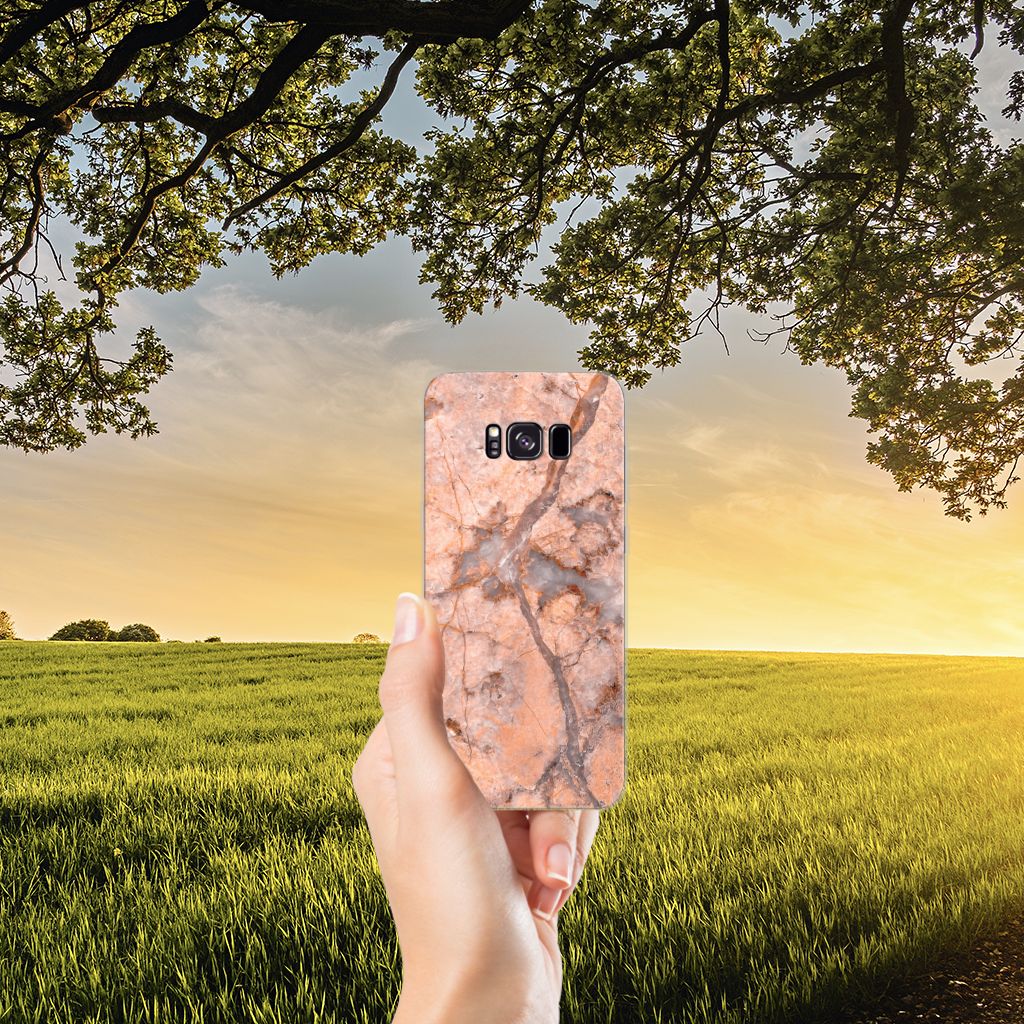 Samsung Galaxy S8 Plus TPU Siliconen Hoesje Marmer Oranje