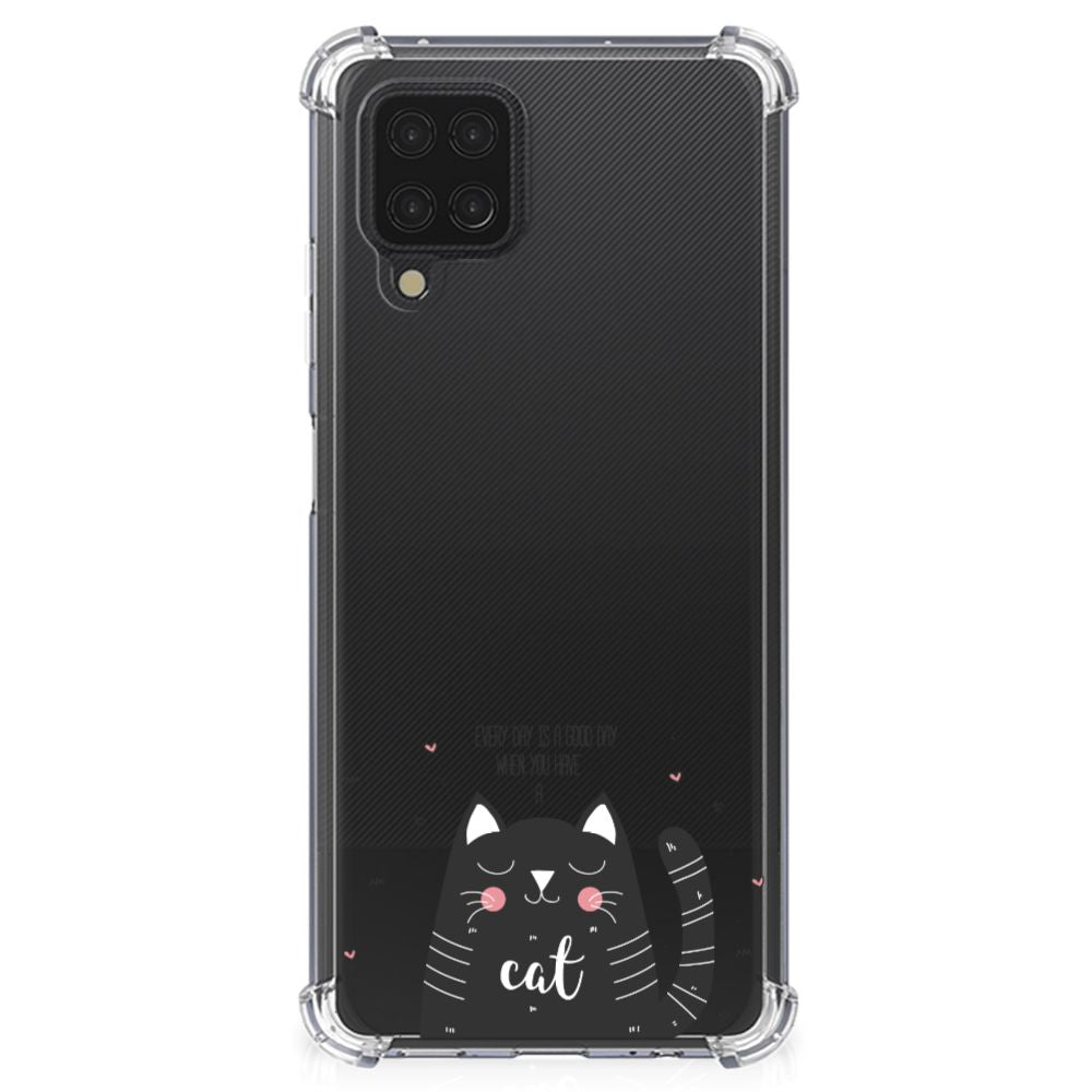 Samsung Galaxy A12 Stevig Bumper Hoesje Cat Good Day