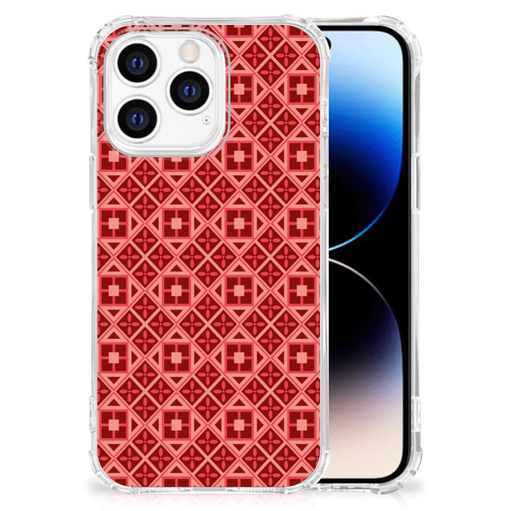 iPhone 14 Pro Doorzichtige Silicone Hoesje Batik Rood B2C Telecom