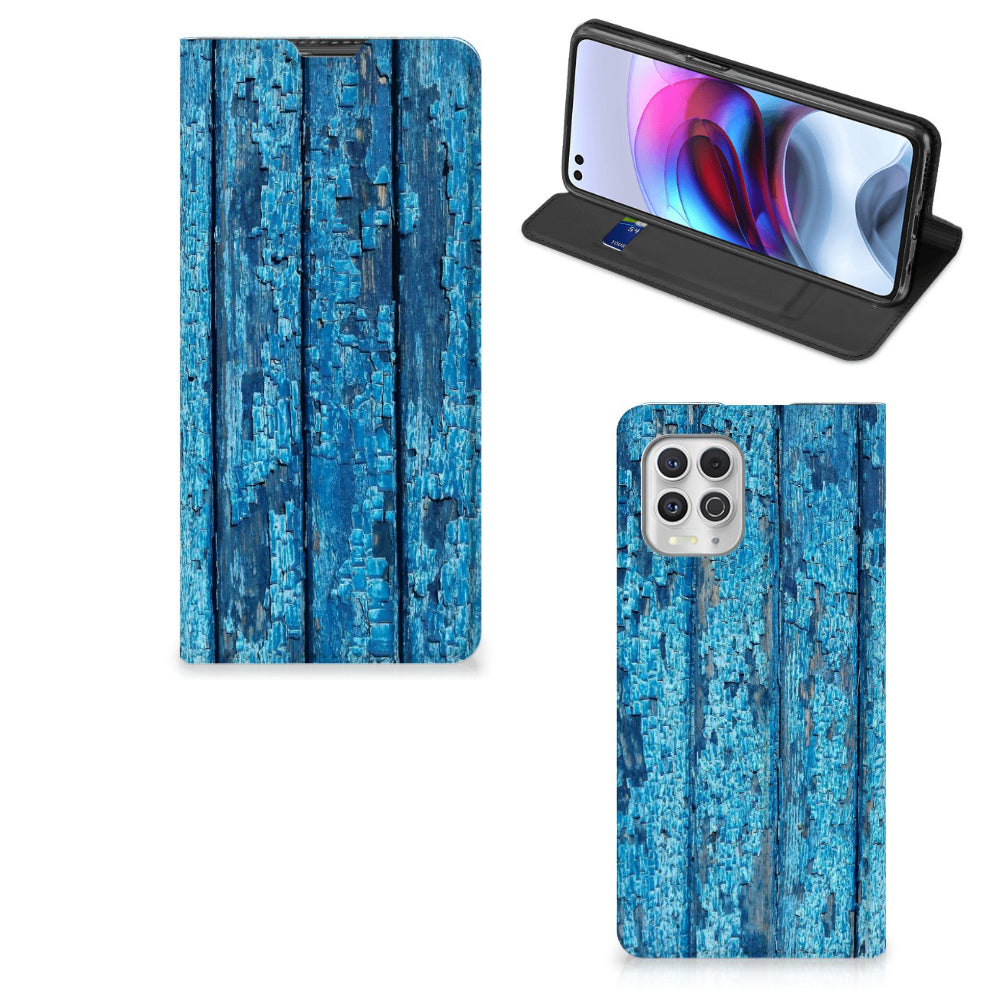 Motorola Moto G100 Book Wallet Case Wood Blue