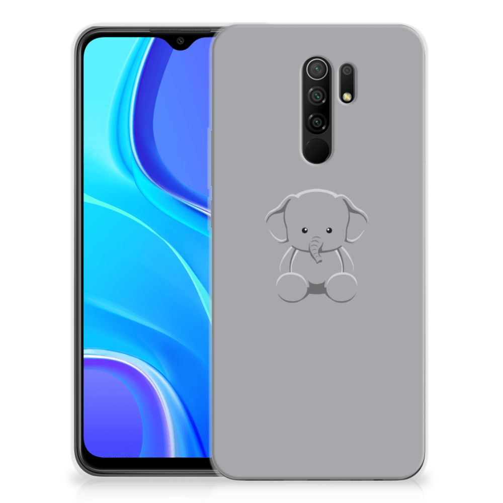Xiaomi Redmi 9 Telefoonhoesje met Naam Grijs Baby Olifant B2C Telecom