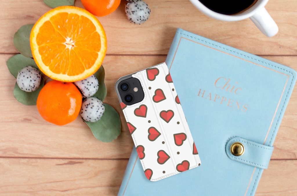 iPhone 12 Mini Hoesje met Magneet Hearts - B2C Telecom