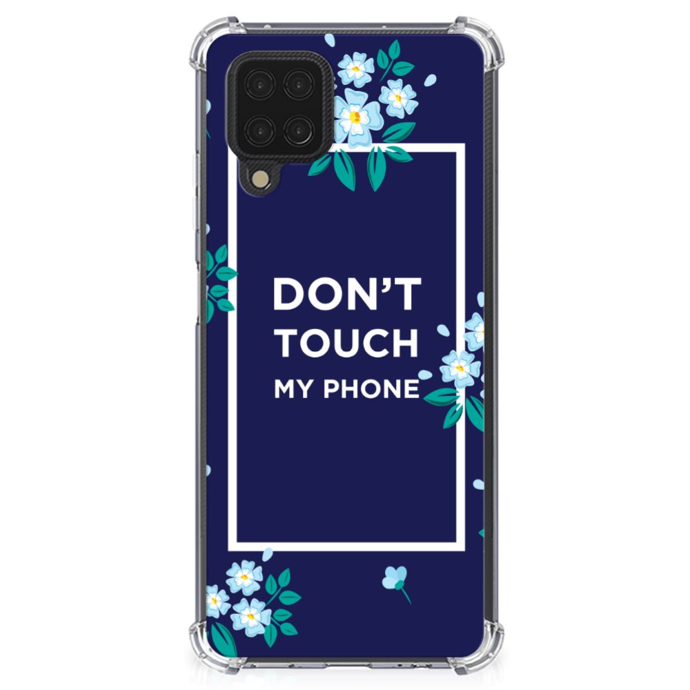 Samsung Galaxy A12 Anti Shock Case Flowers Blue DTMP