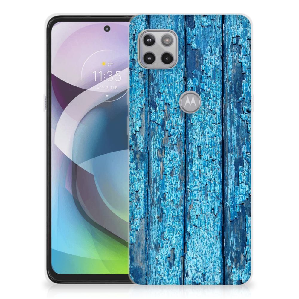 Motorola Moto G 5G Bumper Hoesje Wood Blue