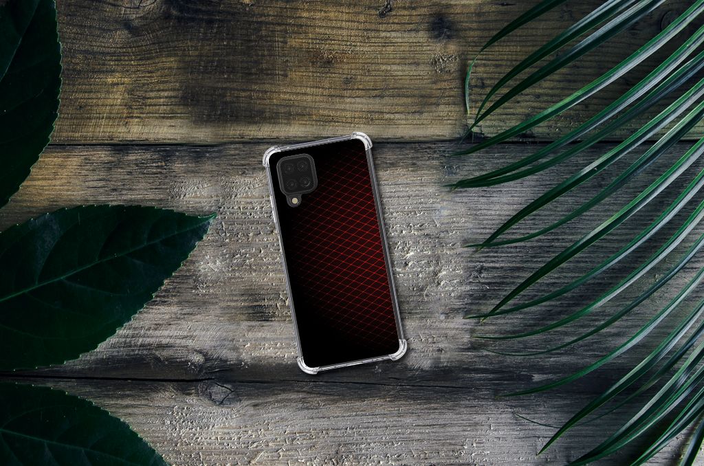 Samsung Galaxy A12 Doorzichtige Silicone Hoesje Geruit Rood - B2C Telecom