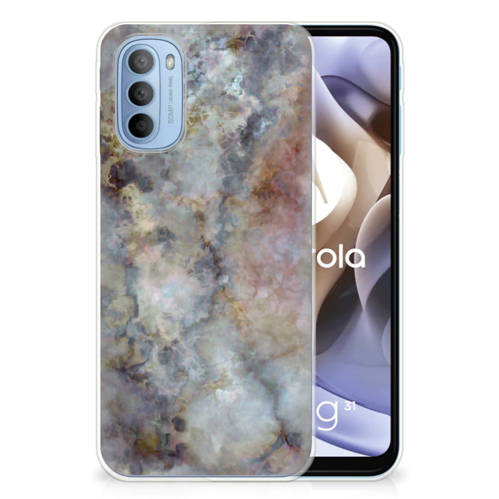 Motorola Moto G31 | G41 TPU Siliconen Hoesje Marmer Grijs B2C Telecom