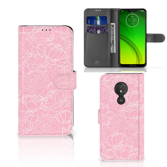 Motorola Moto G7 Power Hoesje White Flowers