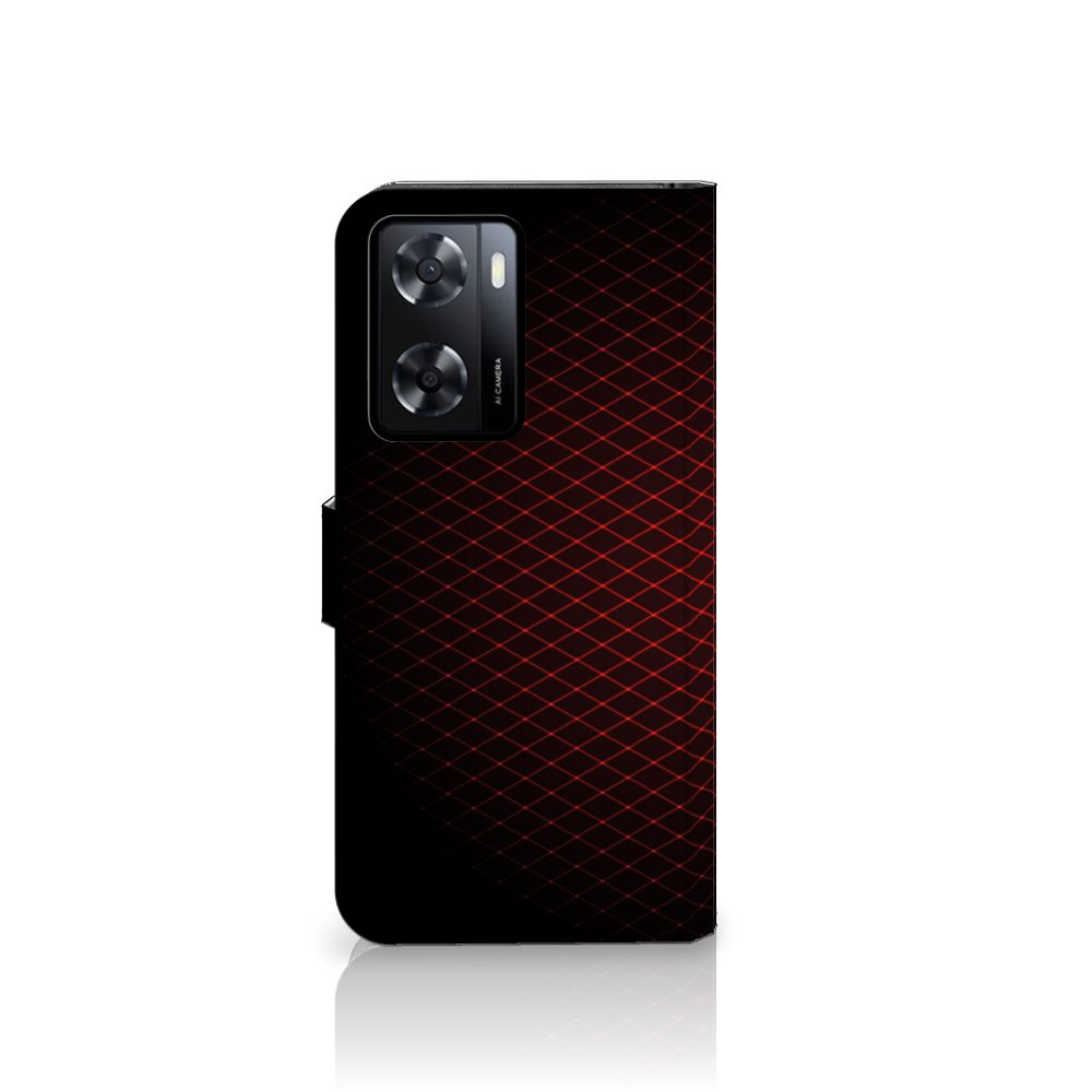 PPO A57 | A57s | A77 4G Telefoon Hoesje Geruit Rood met modern design en 3 pasjes ruimte.