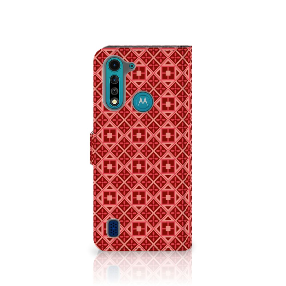 Motorola G8 Power Lite Telefoon Hoesje Batik Rood