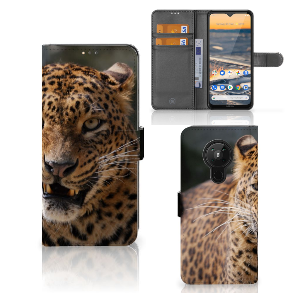 Nokia 5.3 Telefoonhoesje met Pasjes Luipaard