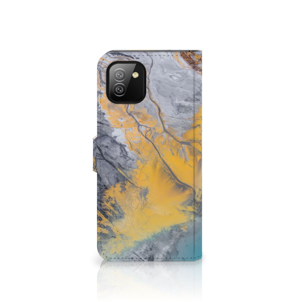 Samsung Galaxy A03 Bookcase Marble Blue Gold