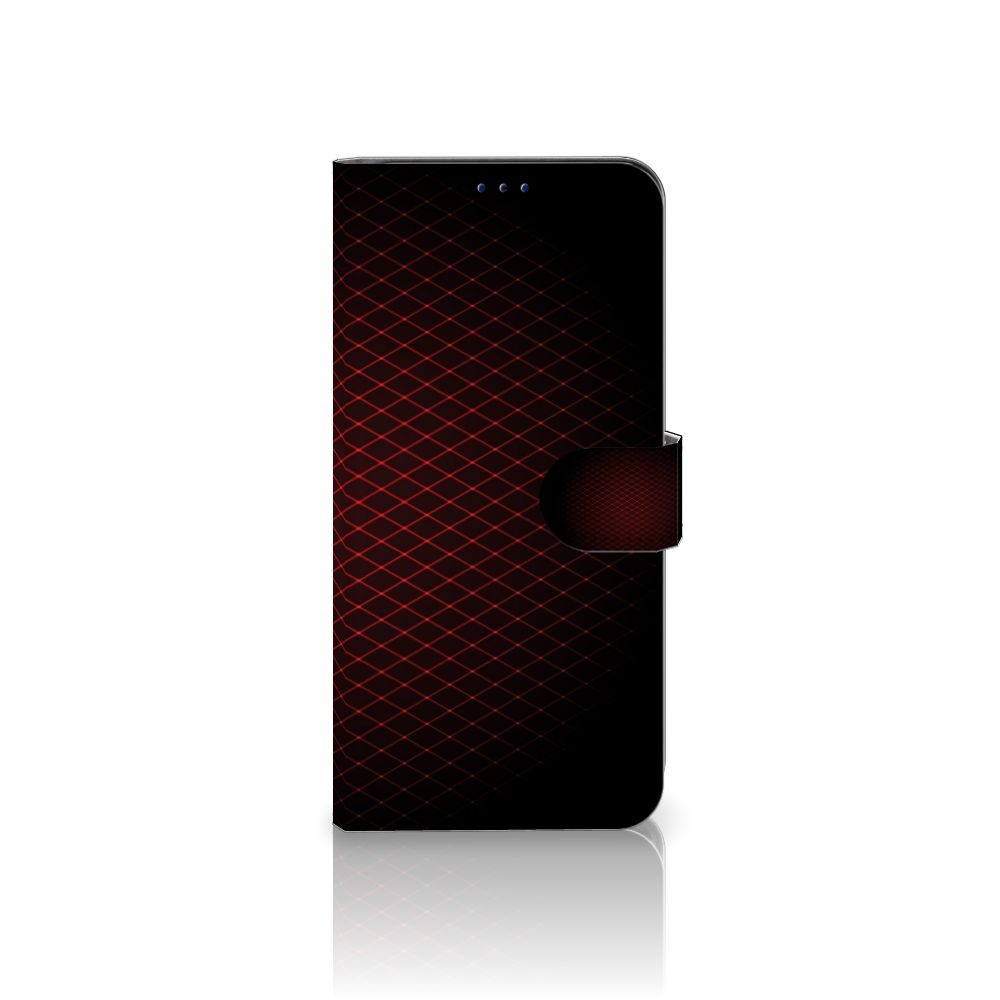 Xiaomi Poco X4 Pro 5G Telefoon Hoesje Geruit Rood met minimalistisch ontwerp en ruimte voor 3 pasjes.