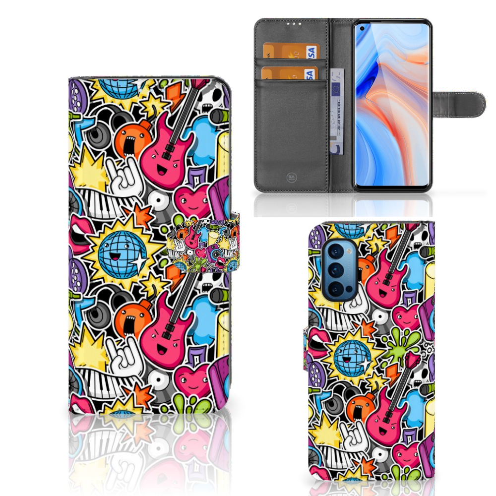OPPO Reno 4 Pro 5G Wallet Case met Pasjes Punk Rock