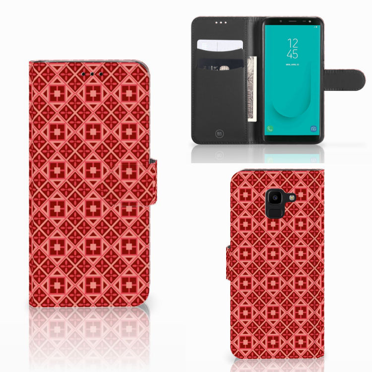 Samsung Galaxy J6 2018 Telefoon Hoesje Batik Rood