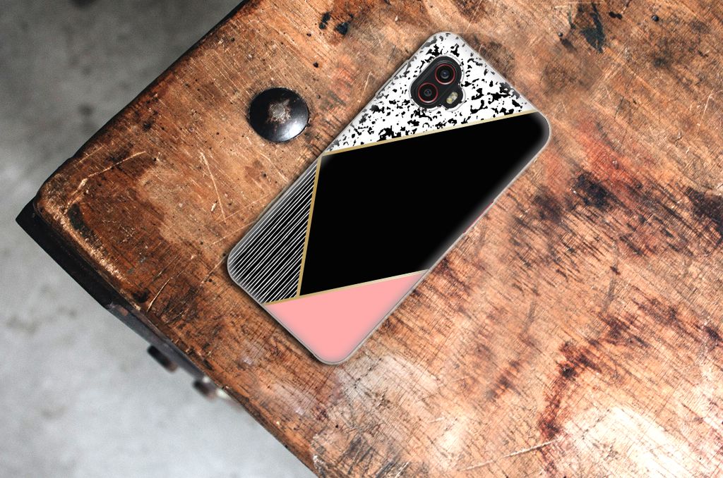 Samsung Galaxy Xcover 6 Pro TPU Hoesje Zwart Roze Vormen B2C Telecom