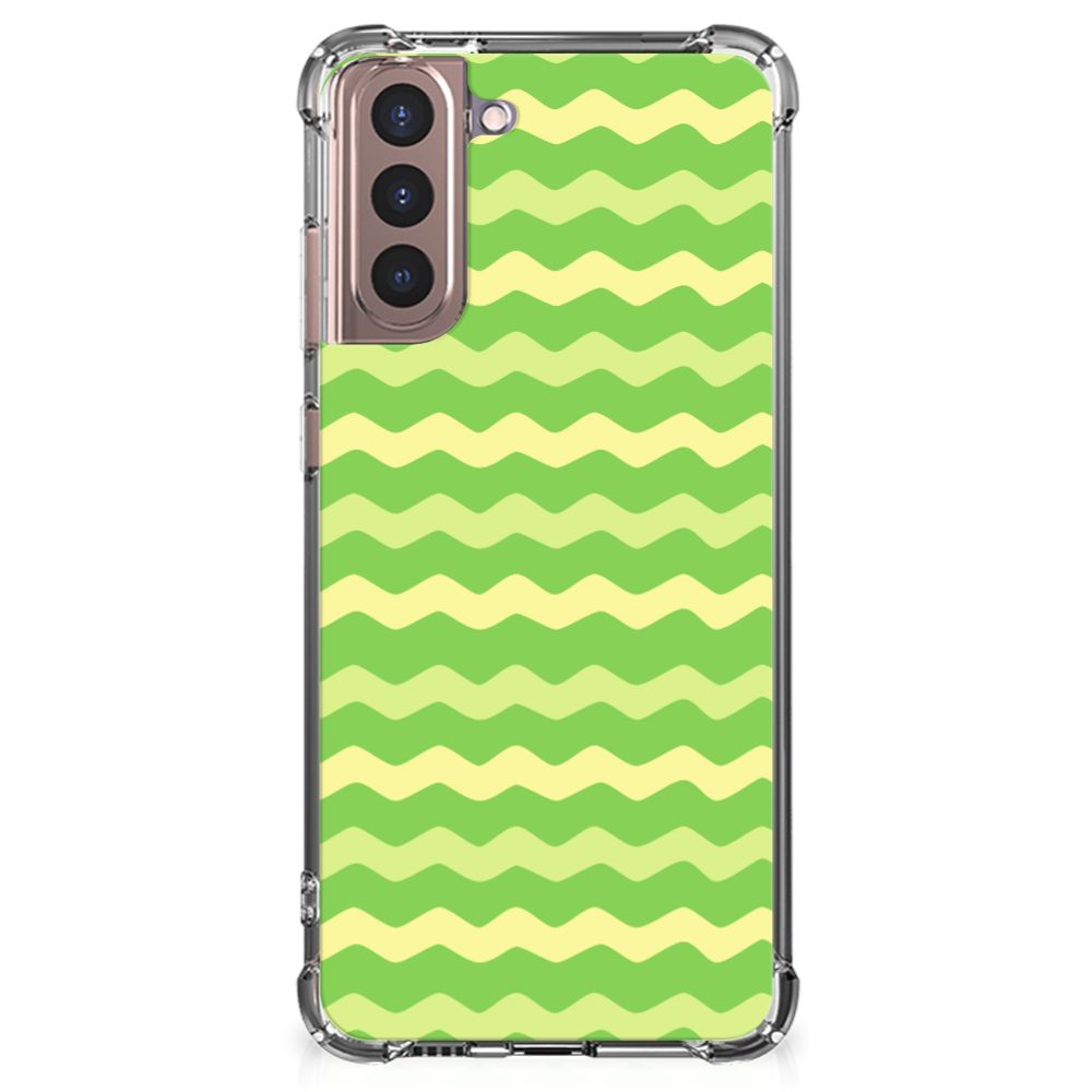 Samsung Galaxy S21 Plus Doorzichtige Silicone Hoesje Waves Green B2C Telecom