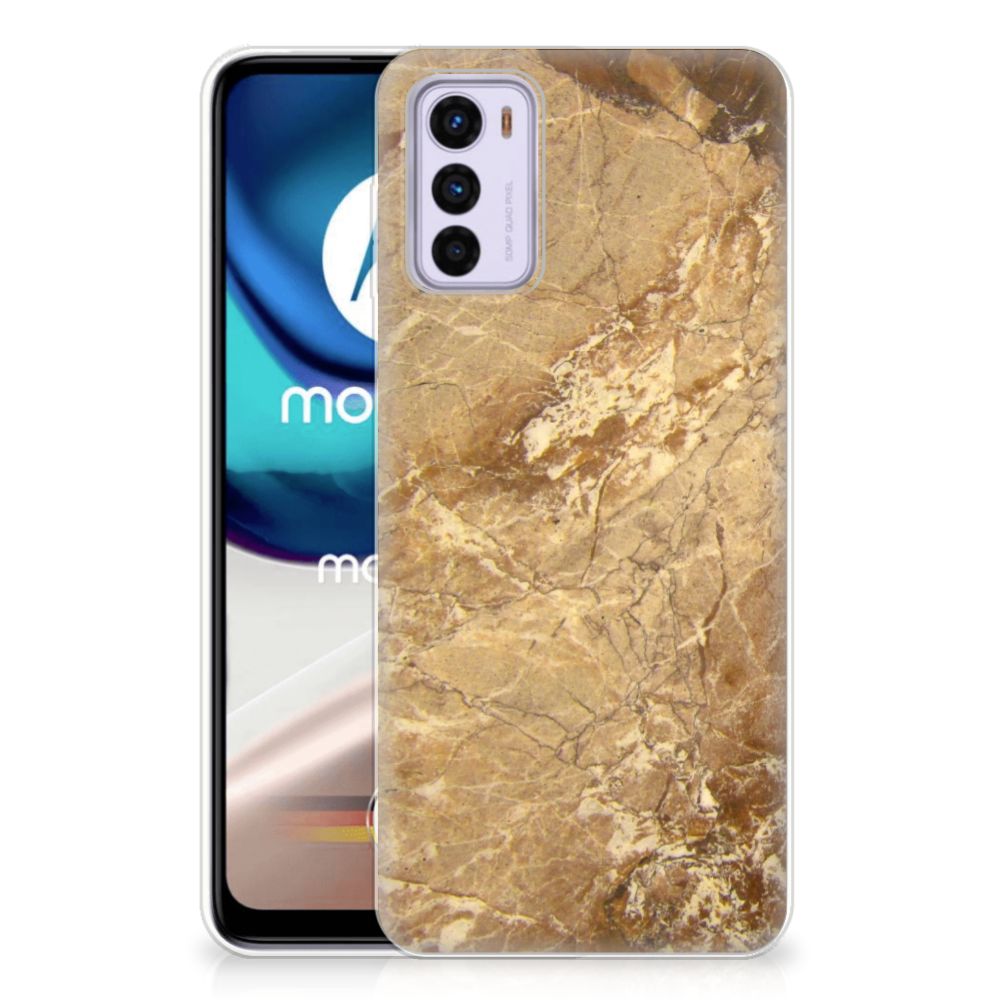 Motorola Moto G42 TPU Siliconen Hoesje Marmer Creme B2C Telecom