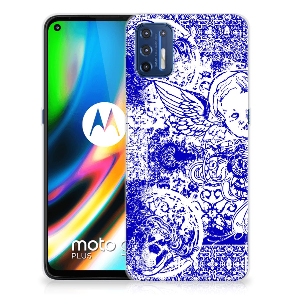 Silicone Back Case Motorola Moto G9 Plus Angel Skull Blauw B2C Telecom