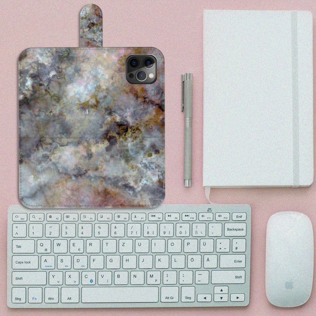 Apple iPhone 12 Pro Max Bookcase Marmer Grijs