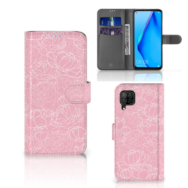 Huawei P40 Lite Hoesje White Flowers