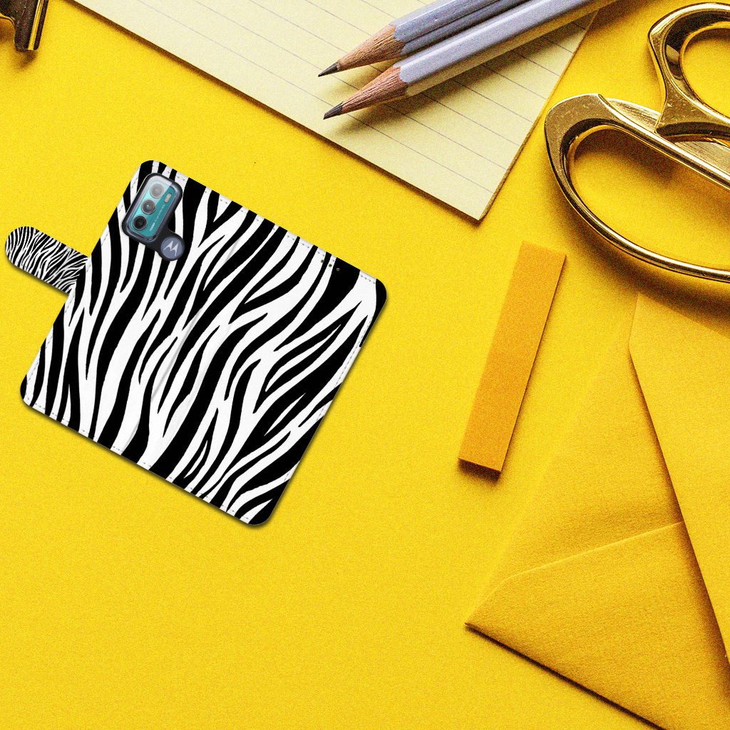 Motorola Moto G60 Telefoonhoesje met Pasjes Zebra
