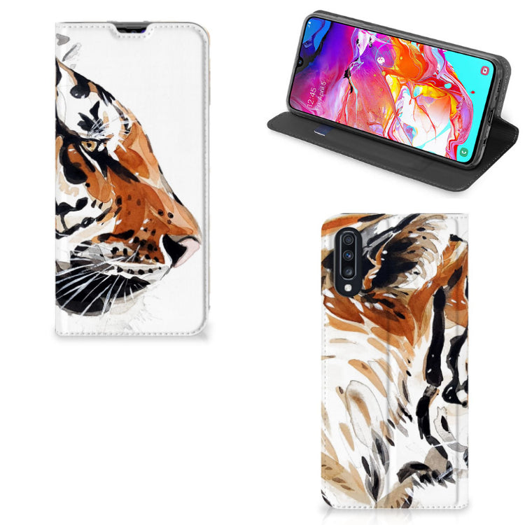 Bookcase Samsung Galaxy A70 Watercolor Tiger
