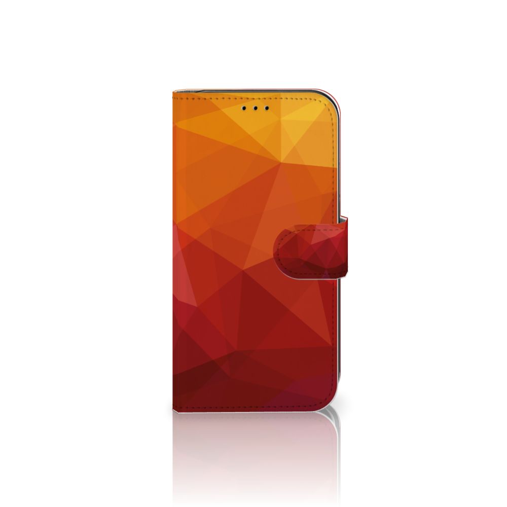 Book Case voor Apple iPhone 11 Polygon Red met abstracte vormen en kleurovergang, perfect voor stijlbewuste gebruikers.