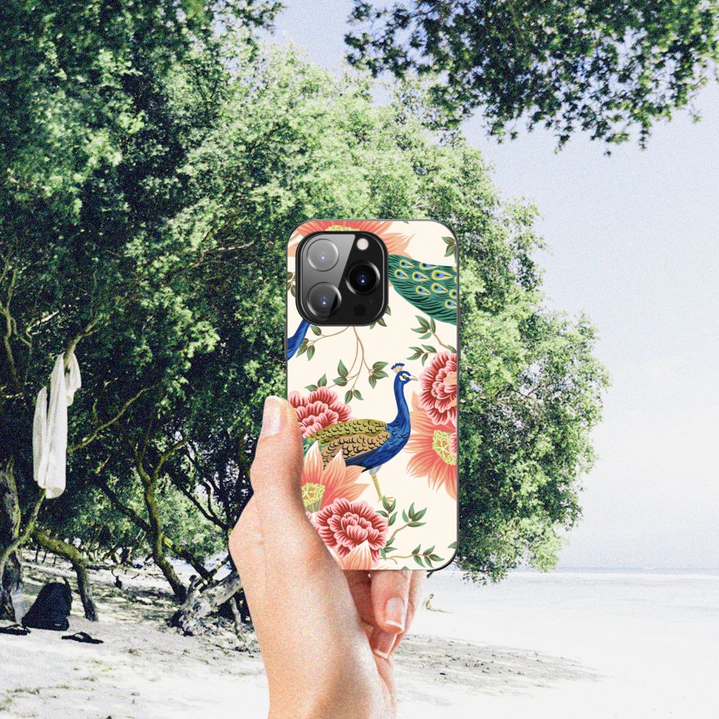 Dierenprint Telefoonhoesje voor iPhone 14 Pro Pink Peacock B2C Telecom