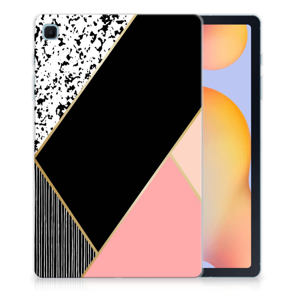 Samsung Galaxy Tab S6 Lite | S6 Lite (2022) Back Cover Zwart Roze Vormen - B2C Telecom