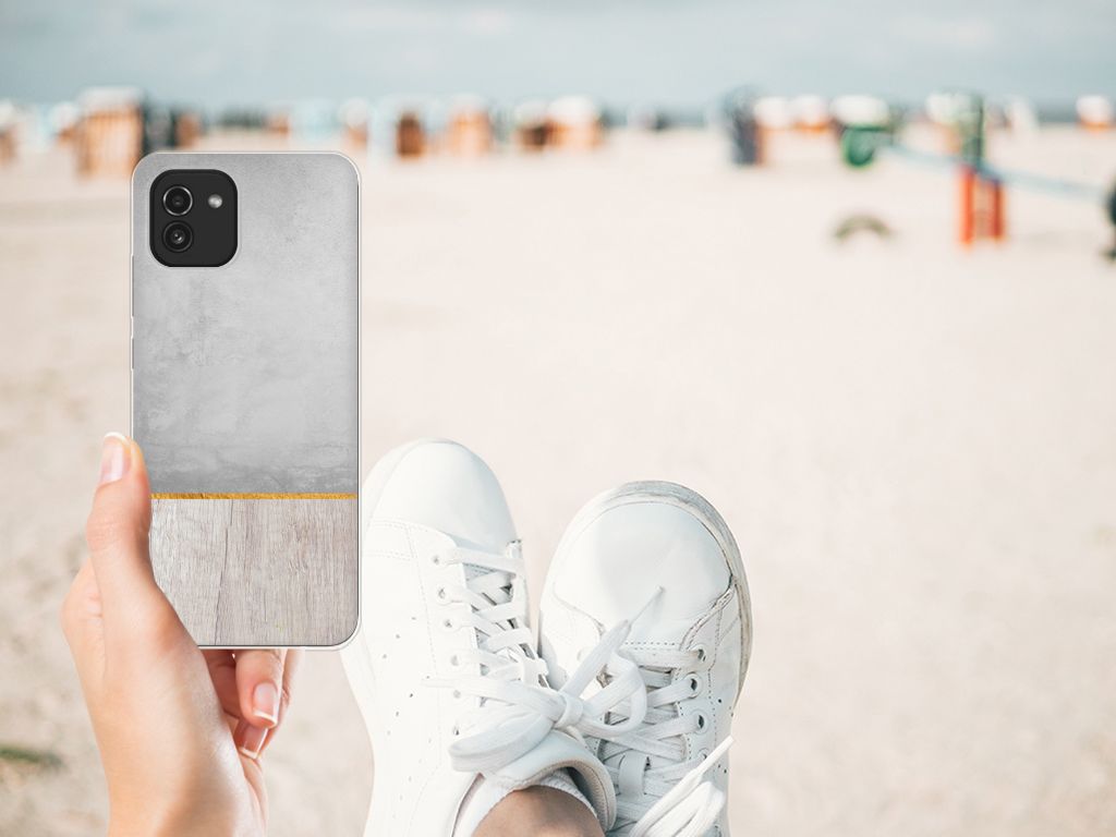 Samsung Galaxy A03 Bumper Hoesje Wood Concrete B2C Telecom