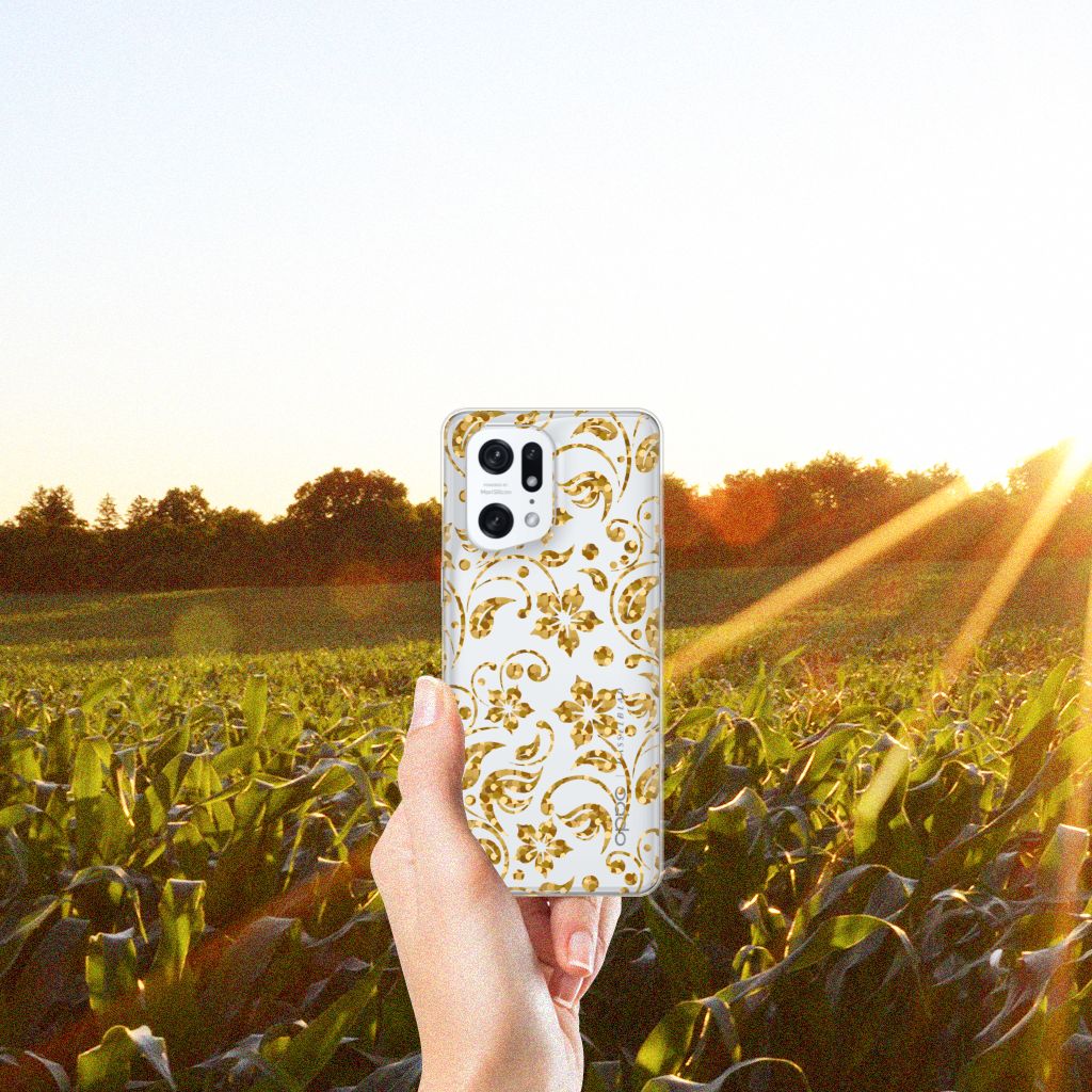 OPPO Find X5 Pro TPU Case Gouden Bloemen