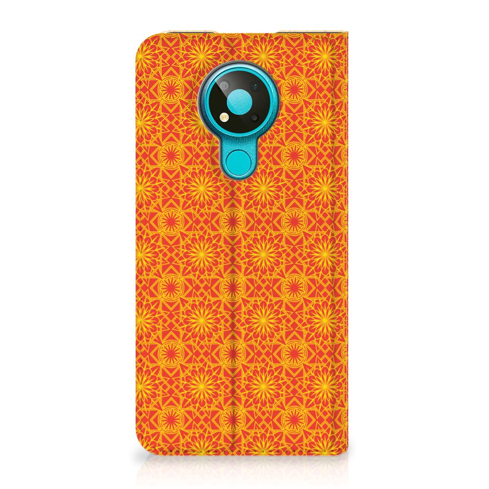 Nokia 3.4 Hoesje met Magneet Batik Oranje - B2C Telecom