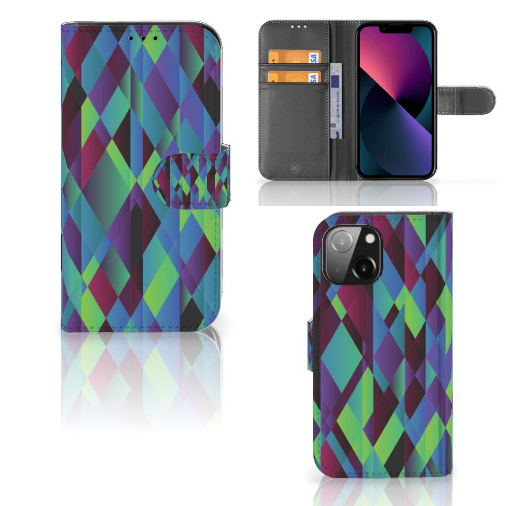 iPhone 13 Mini Book Case Abstract Green Blue