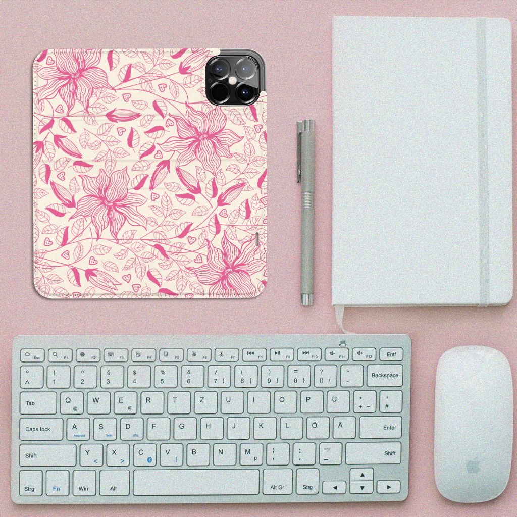 iPhone 12 Pro Max Smart Cover Pink Flowers