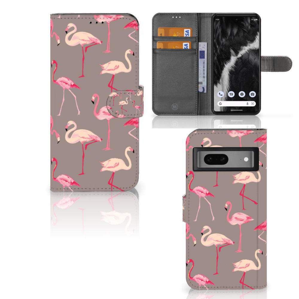 Google Pixel 7 Telefoonhoesje met Pasjes Flamingo