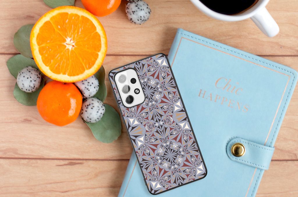 Samsung Galaxy A73 Marmeren Print Telefoonhoesje Flower Tiles B2C Telecom