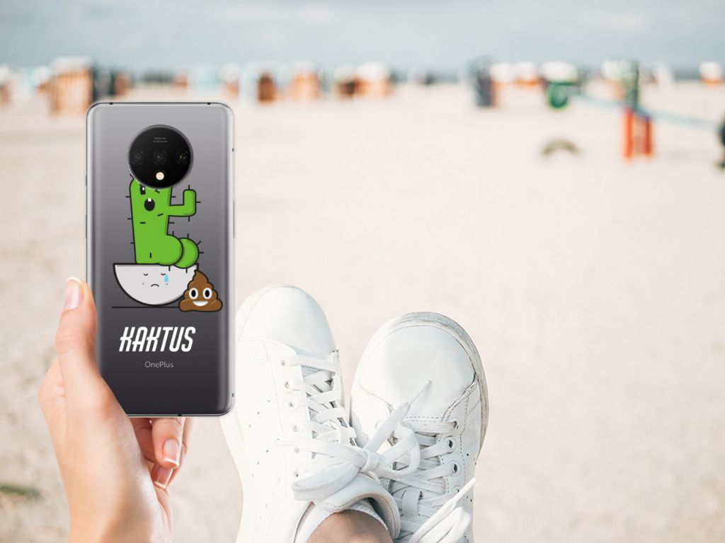 OnePlus 7T Telefoonhoesje met Naam Cactus Poo