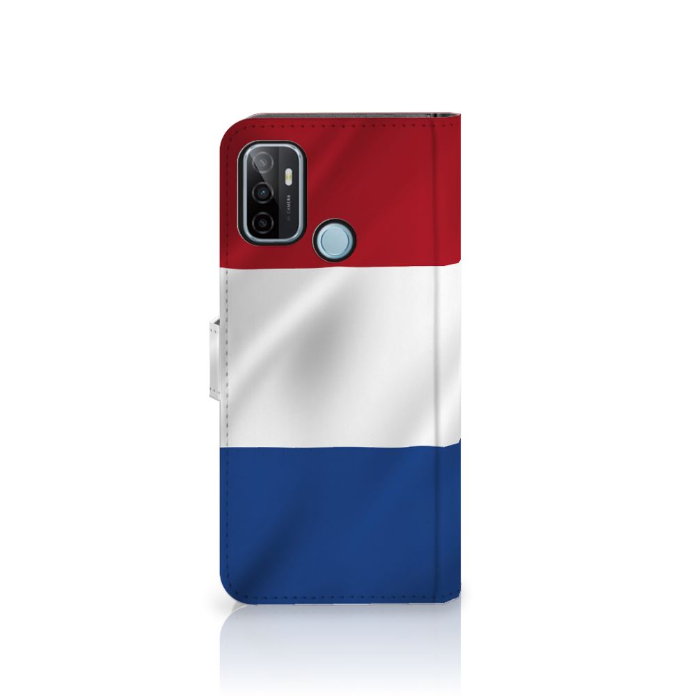 OPPO A53 | OPPO A53s Bookstyle Case Nederlandse Vlag met artistiek ontwerp van de Nederlandse vlag.
