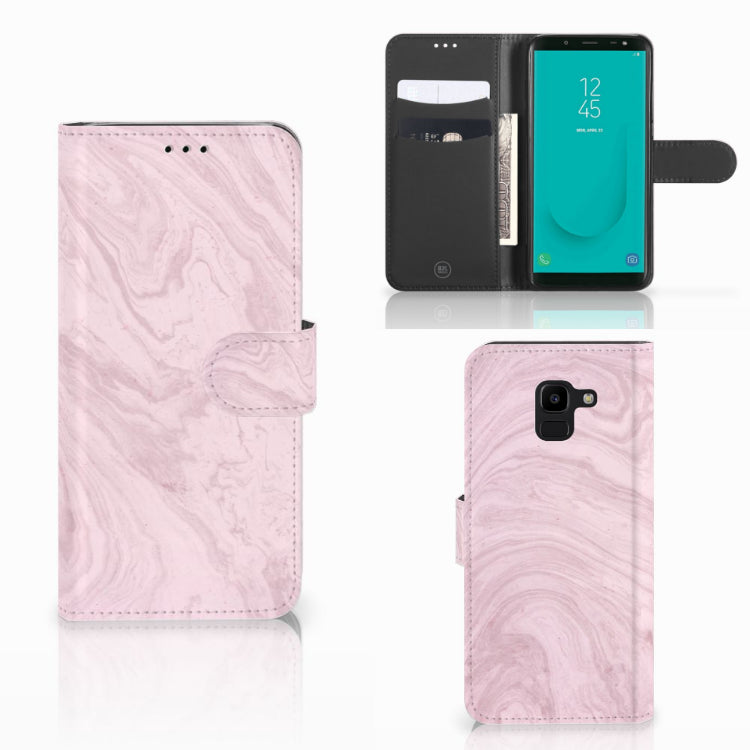 Samsung Galaxy J6 2018 Bookcase Marble Pink - Origineel Cadeau Vriendin