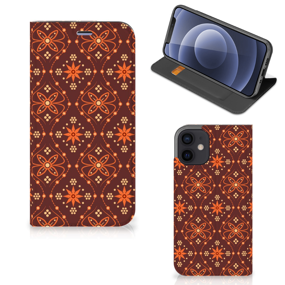 iPhone 12 Mini Hoesje met Magneet Batik Brown - B2C Telecom