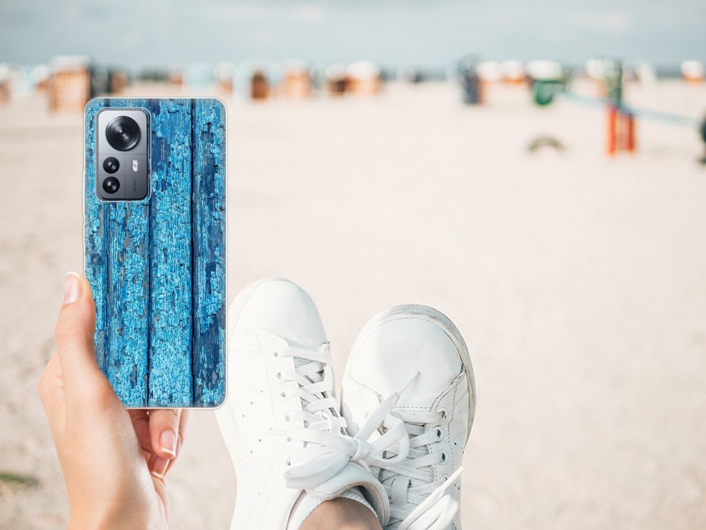 Xiaomi 12 Pro Bumper Hoesje Wood Blue B2C Telecom